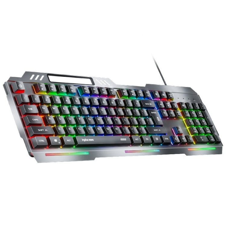 Inphic K2 104-Keys Wired Gaming Keyboard USB Quiet Office Metal Panel Mechanical Keyboard With 7 Color Backlit - Gray
