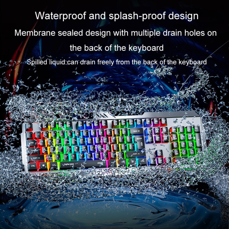 Inphic K2 104-Keys Wired Gaming Keyboard USB Quiet Office Metal Panel Mechanical Keyboard With 7 Color Backlit - Gray