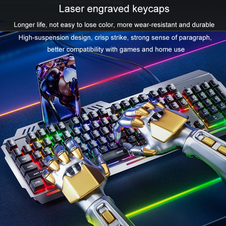 Inphic K2 104-Keys Wired Gaming Keyboard USB Quiet Office Metal Panel Mechanical Keyboard With 7 Color Backlit - Gray
