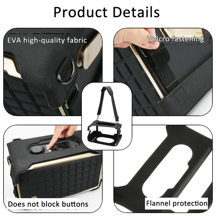 For JBL Authentics 300 Speaker EVA Protective Cover Portable Case With Shoulder Strap - Black
