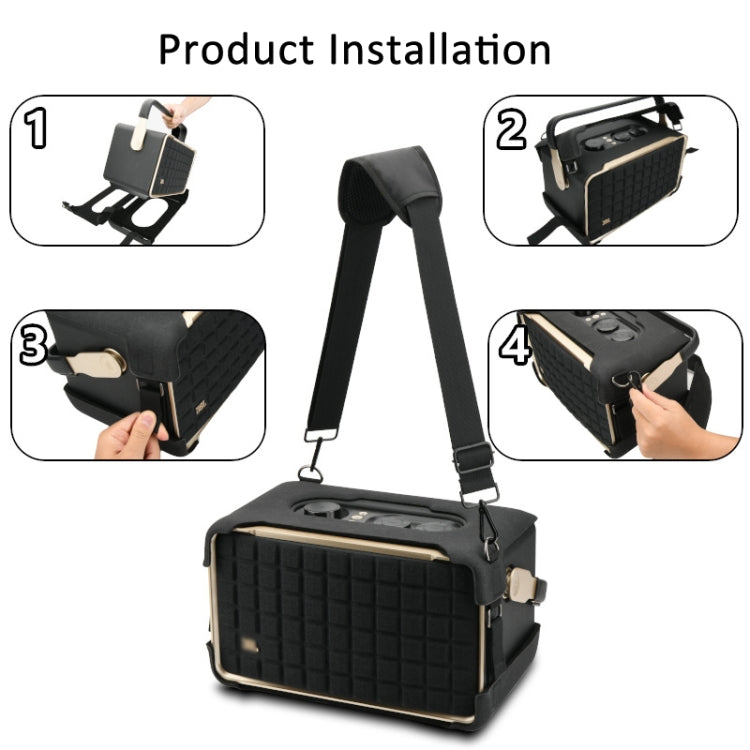 For JBL Authentics 300 Speaker EVA Protective Cover Portable Case With Shoulder Strap - Black