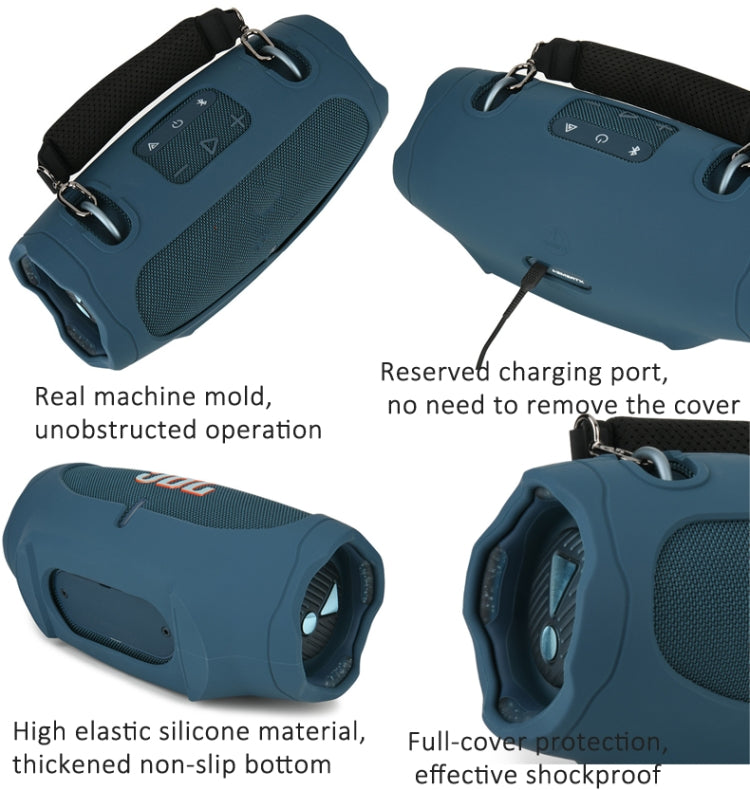 For JBL Xtreme 4 Speaker Silicone Case with Decompression Carrying Strap Portable Protective Shell
