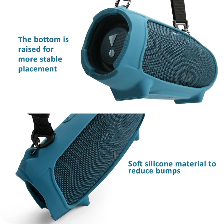 For JBL Charge 5 Speaker Silicone Case with Shoulder Strap Carrying Bag
