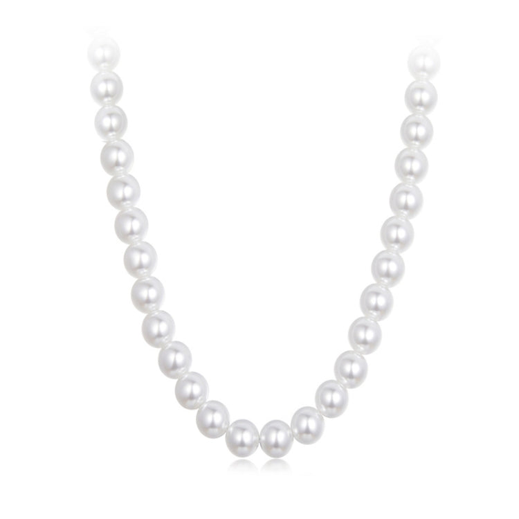 S925 Sterling Silver Platinum-Plated Pearl Necklace, Color: 5mm