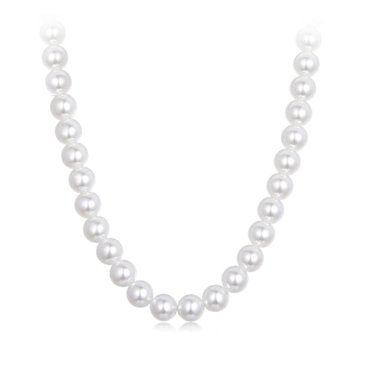 S925 Sterling Silver Platinum-Plated Pearl Necklace, Color: 8mm