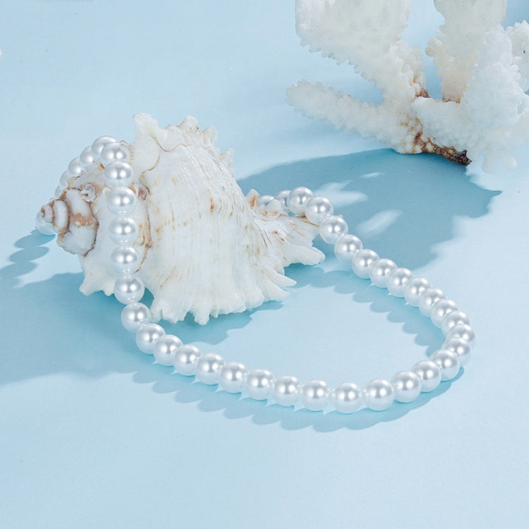S925 Sterling Silver Platinum-Plated Pearl Necklace, Color: 8mm