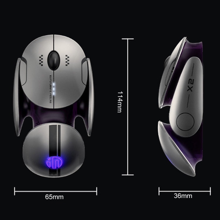 Inphic X2 Bluetooth Wireless Mouse Tri-Mode Silent Rechargeable Office Gaming Laptop Mouse - Liquid Metal Gray