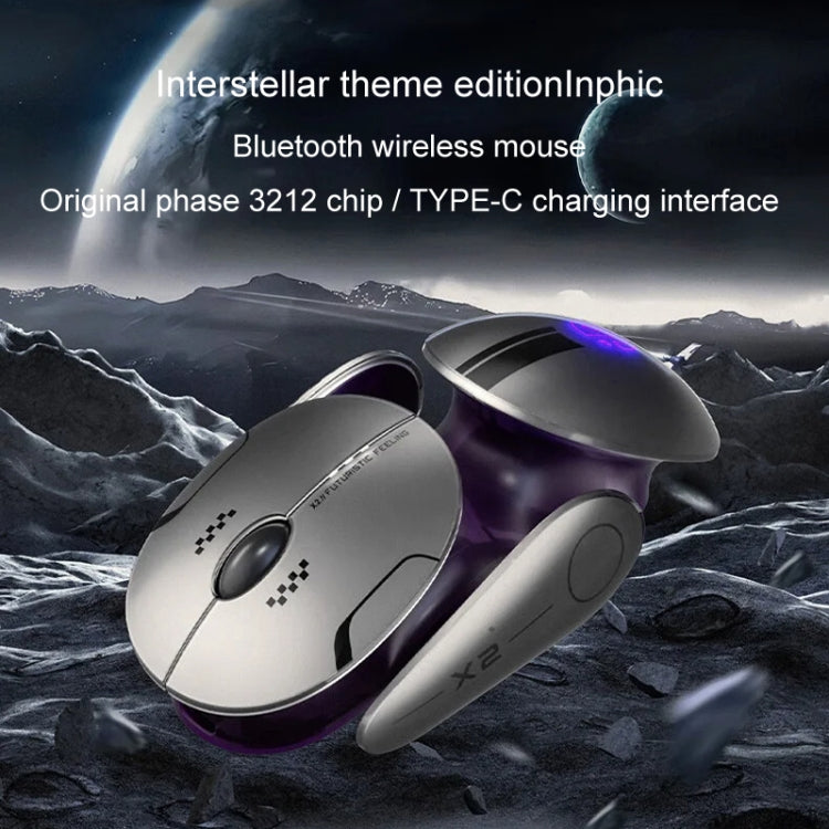 Inphic X2 Bluetooth Wireless Mouse Tri-Mode Silent Rechargeable Office Gaming Laptop Mouse - Liquid Metal Gray