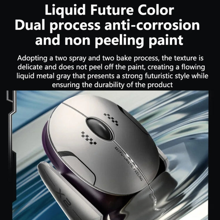 Inphic X2 Bluetooth Wireless Mouse Tri-Mode Silent Rechargeable Office Gaming Laptop Mouse - Liquid Metal Gray