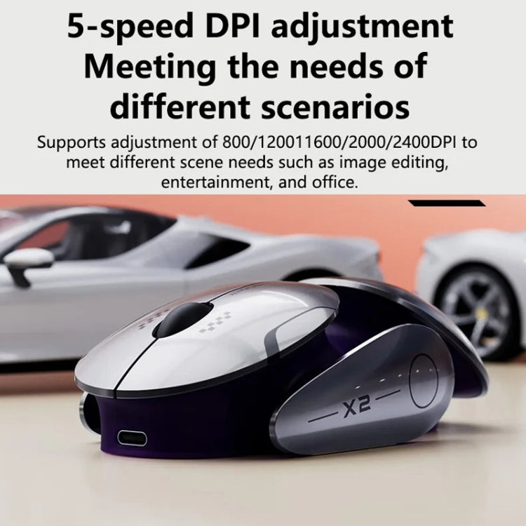 Inphic X2 Bluetooth Wireless Mouse Tri-Mode Silent Rechargeable Office Gaming Laptop Mouse - Liquid Metal Gray