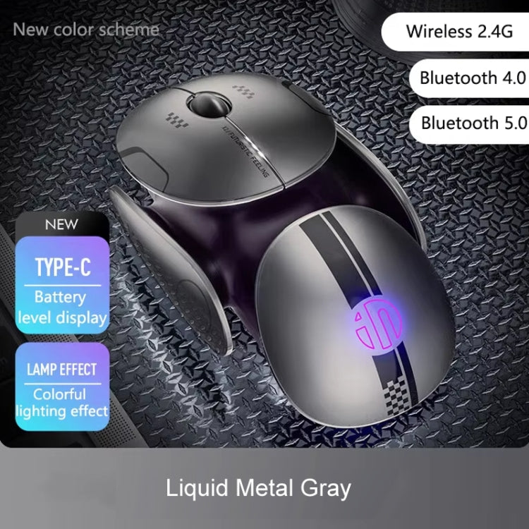 Inphic X2 Bluetooth Wireless Mouse Tri-Mode Silent Rechargeable Office Gaming Laptop Mouse - Liquid Metal Gray