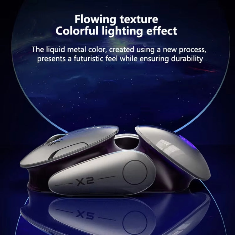 Inphic X2 Bluetooth Wireless Mouse Tri-Mode Silent Rechargeable Office Gaming Laptop Mouse - Liquid Metal Gray