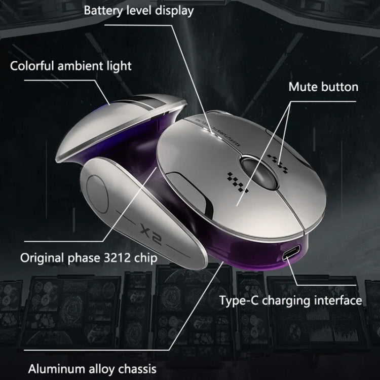 Inphic X2 Bluetooth Wireless Mouse Tri-Mode Silent Rechargeable Office Gaming Laptop Mouse - Liquid Metal Gray