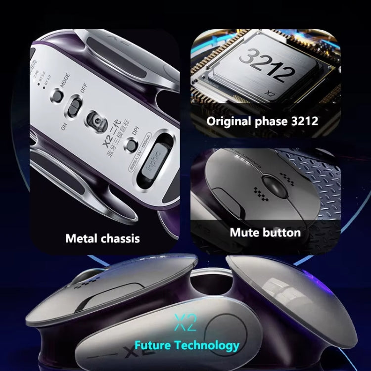 Inphic X2 Bluetooth Wireless Mouse Tri-Mode Silent Rechargeable Office Gaming Laptop Mouse - Liquid Metal Gray