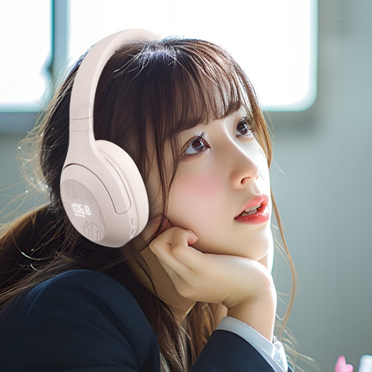 Inphic H1S Bluetooth Wireless Headphones Headset FM Listening Exam Hi-Res Audio Earphones - Khaki