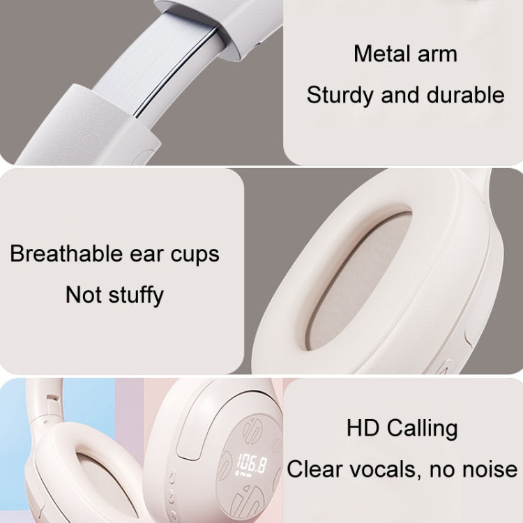 Inphic H1S Bluetooth Wireless Headphones Headset FM Listening Exam Hi-Res Audio Earphones - Khaki