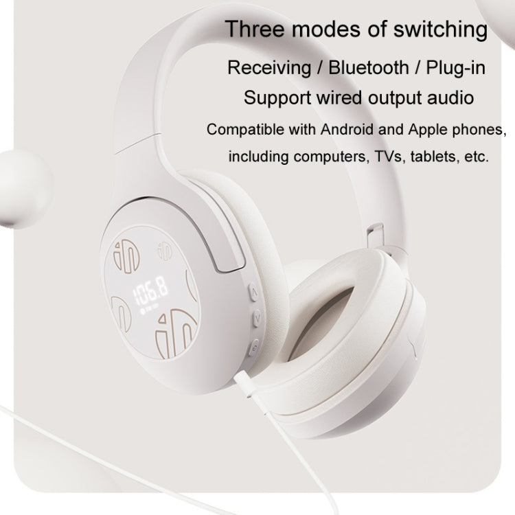 Inphic H1S Bluetooth Wireless Headphones Headset FM Listening Exam Hi-Res Audio Earphones - Khaki