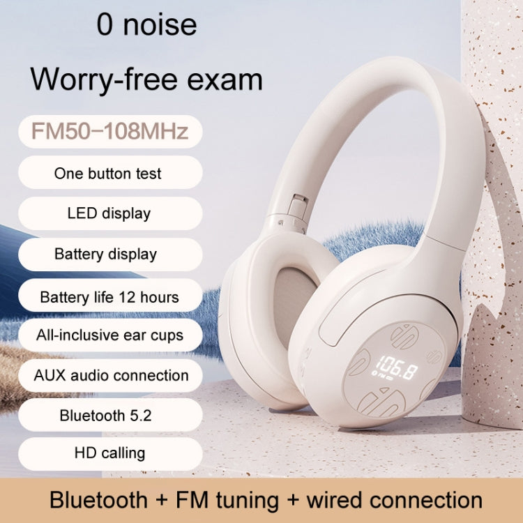 Inphic H1S Bluetooth Wireless Headphones Headset FM Listening Exam Hi-Res Audio Earphones - Khaki