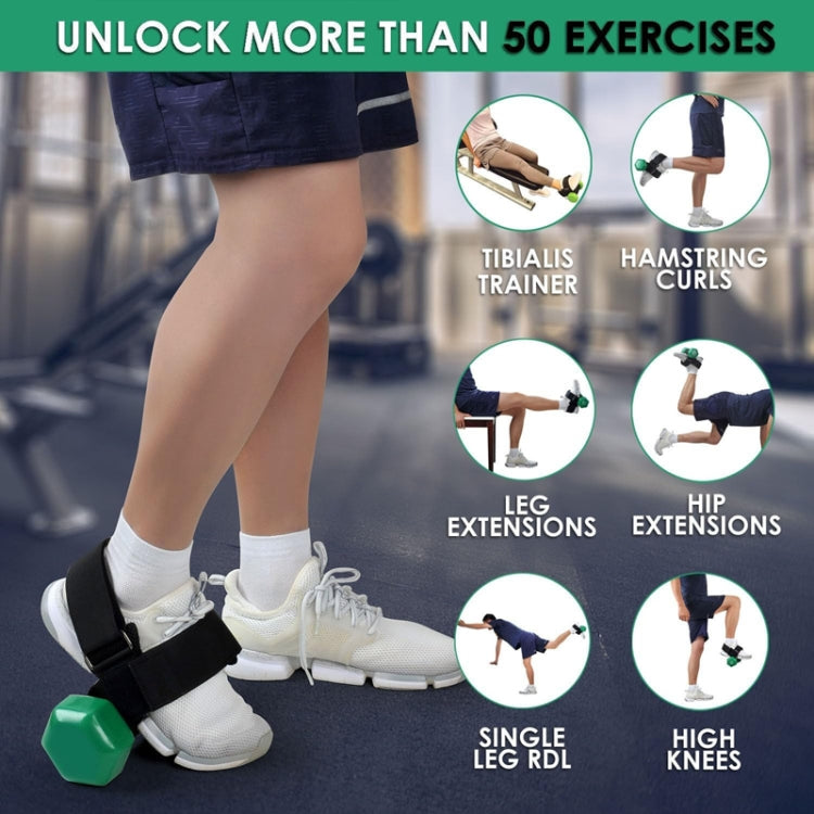 Adjustable Strength Training Weightlifting Straps Ankle Dumbbell Bands - Black
