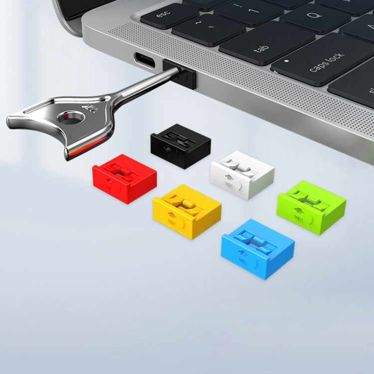 Computer USB 2.0/3.0 Sealing Lock Removable Dust Plug, Color: Blue 2 Plug+1 Key