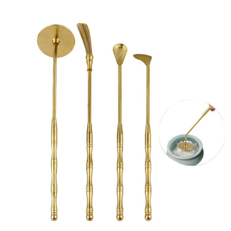 4pcs /Set Brass Incense Making Tools Sandalwood Scoop Shovel Sweeping Ash Pressed Aromatherapy Burning Utensils