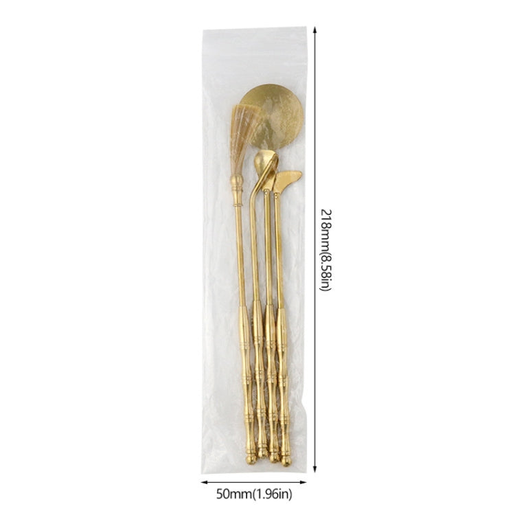 4pcs /Set Brass Incense Making Tools Sandalwood Scoop Shovel Sweeping Ash Pressed Aromatherapy Burning Utensils