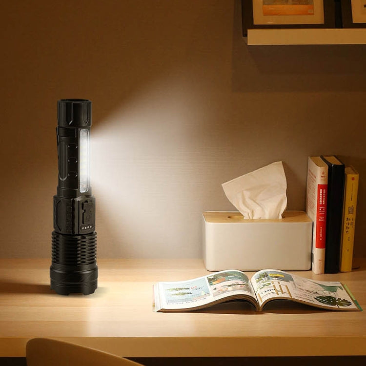E-SMARTER A76 Telescopic Zoom COB Side Light Strong Light Torch, Style: White Laser