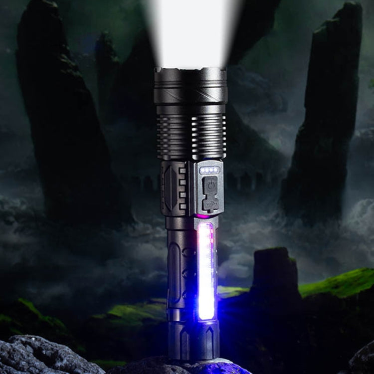 E-SMARTER A76 Telescopic Zoom COB Side Light Strong Light Torch, Style: White Laser