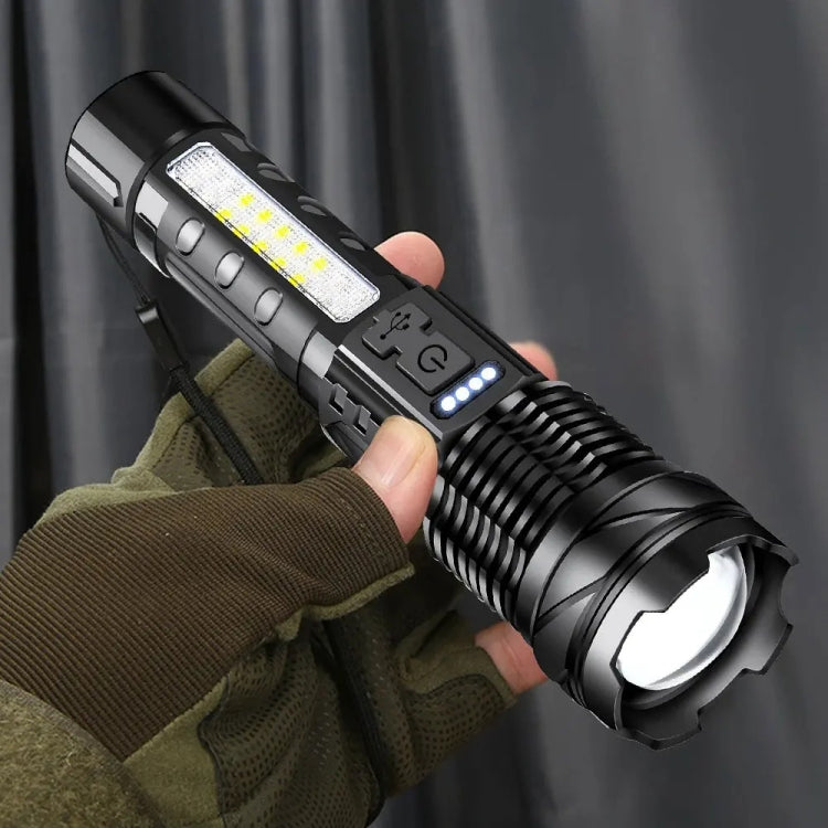 E-SMARTER A76 Telescopic Zoom COB Side Light Strong Light Torch, Style: White Laser