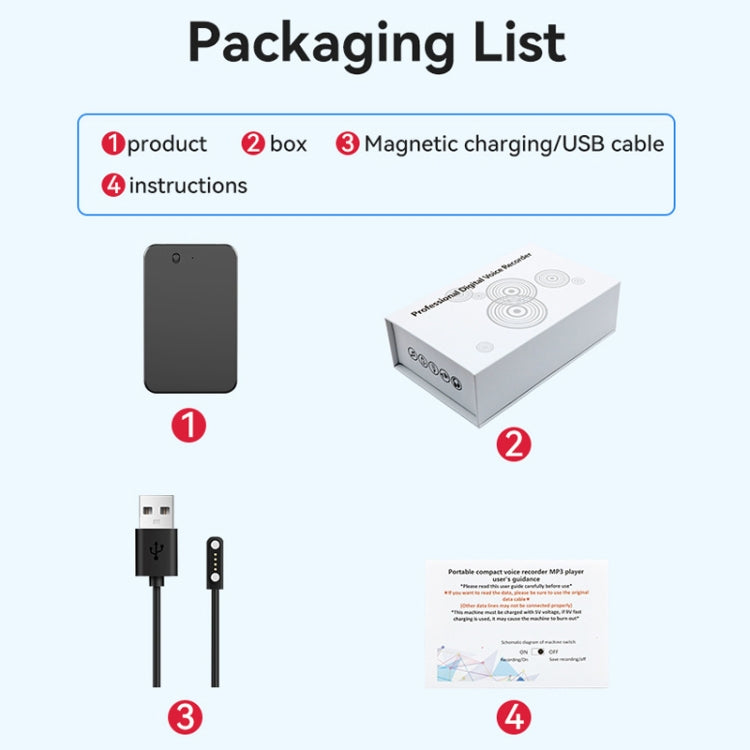 128GB AI Voice Recorder App Control Supports 58 Languages Simultaneous Interpretation / Transcribe & Summarize