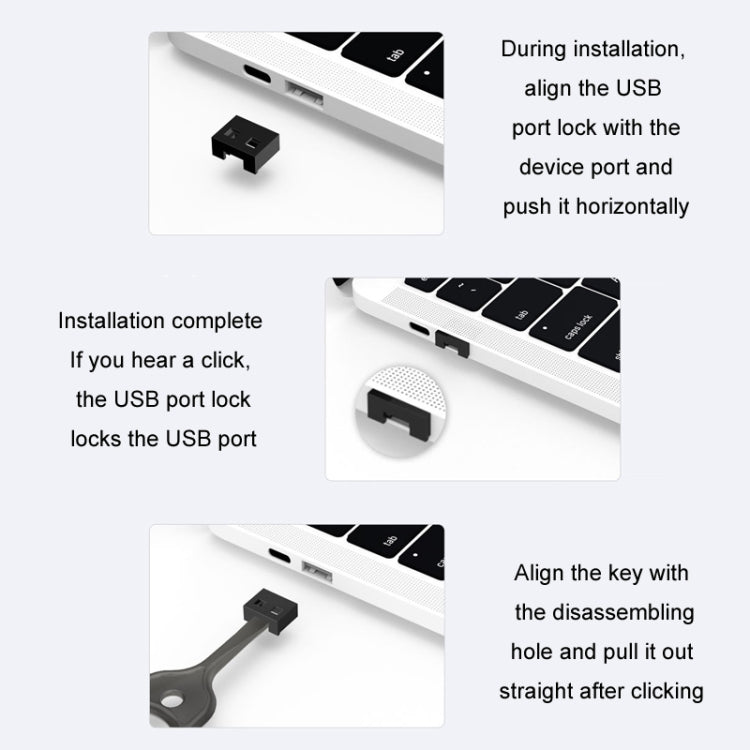 USB Removable Sealing Plug Ddustproof Hidden Anti-Theft Safety Lock - 10 Plug+1 Key