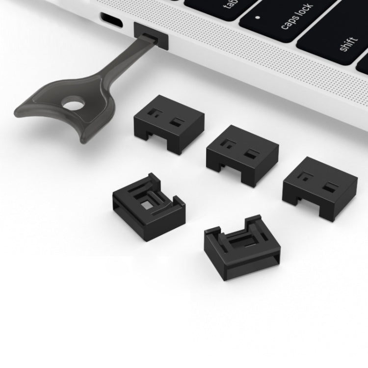 USB Removable Sealing Plug Ddustproof Hidden Anti-Theft Safety Lock - 10 Plug+1 Key
