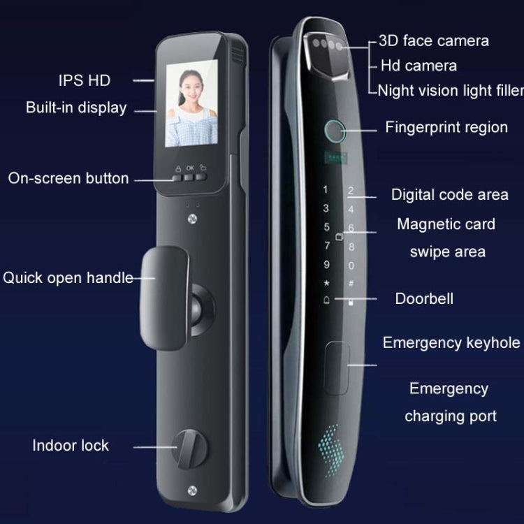 CS7 Home 3D Face Recognition Monitor Fingerprint Automatic Combination Lock - Face Palm Vein Model