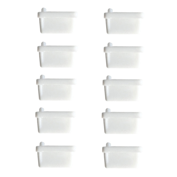 10pcs /Set USB 2.0 Female Port Dust Plug Charging Port Silicone Cover, Color: White