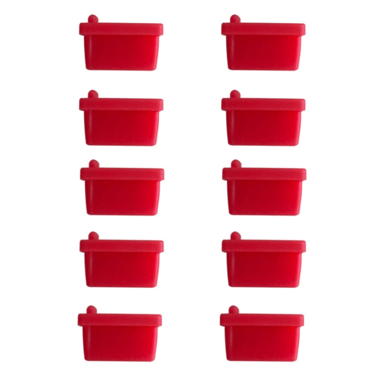 10pcs /Set USB 2.0 Female Port Dust Plug Charging Port Silicone Cover, Color: Red