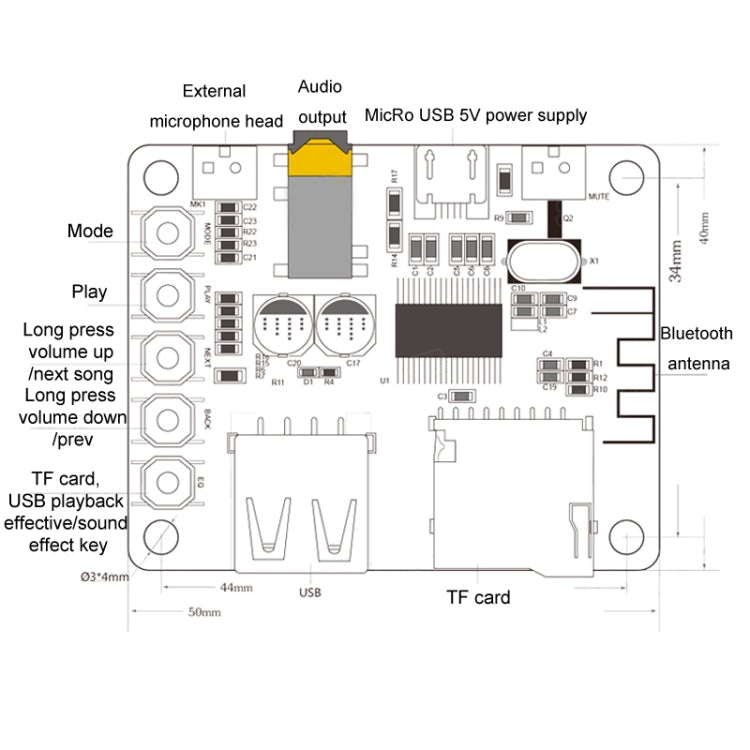Bluetooth MP3 Decoder Module Audio Receiver Board Decoder Playback With USB TF Card Preamp Output
