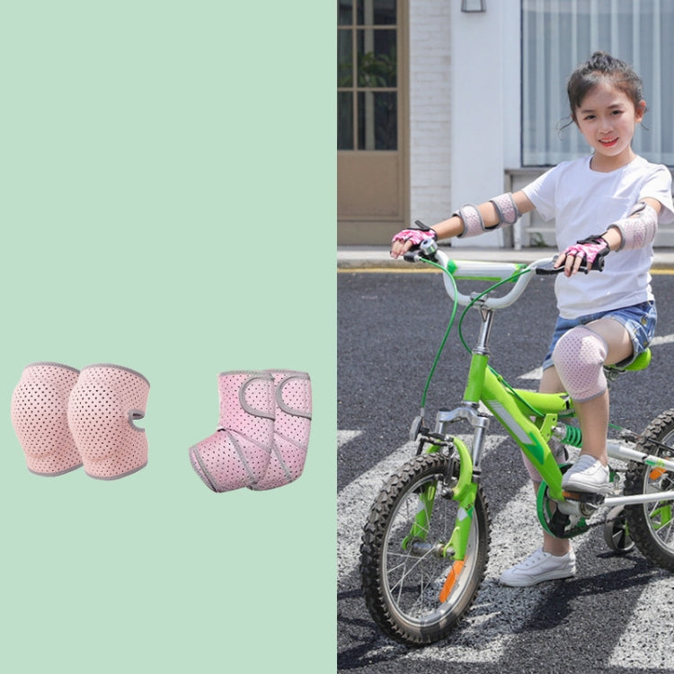 Nailekesi Kids Outdoor Sports Equipment Anti-fall Protective Gear, Color: Pink 4 In 1