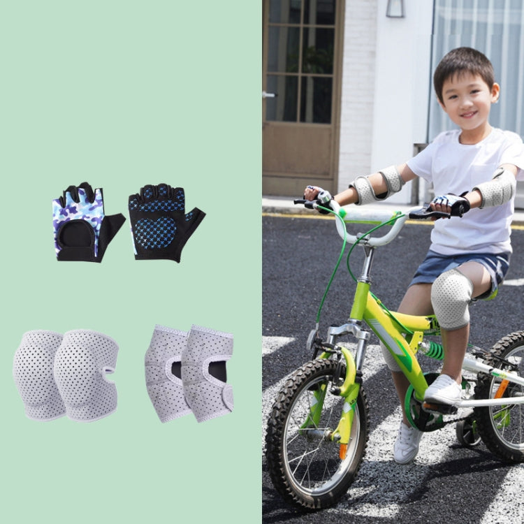 Nailekesi Kids Outdoor Sports Equipment Anti-fall Protective Gear, Color: Gray Purple 6 In 1