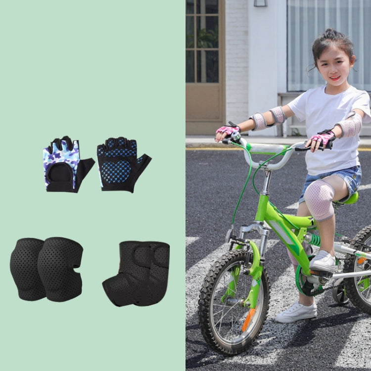 Nailekesi Kids Outdoor Sports Equipment Anti-fall Protective Gear, Color: Black 6 In 1