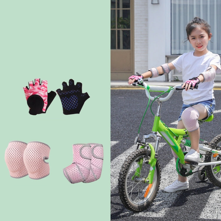 Nailekesi Kids Outdoor Sports Equipment Anti-fall Protective Gear, Color: Pink 6 In 1