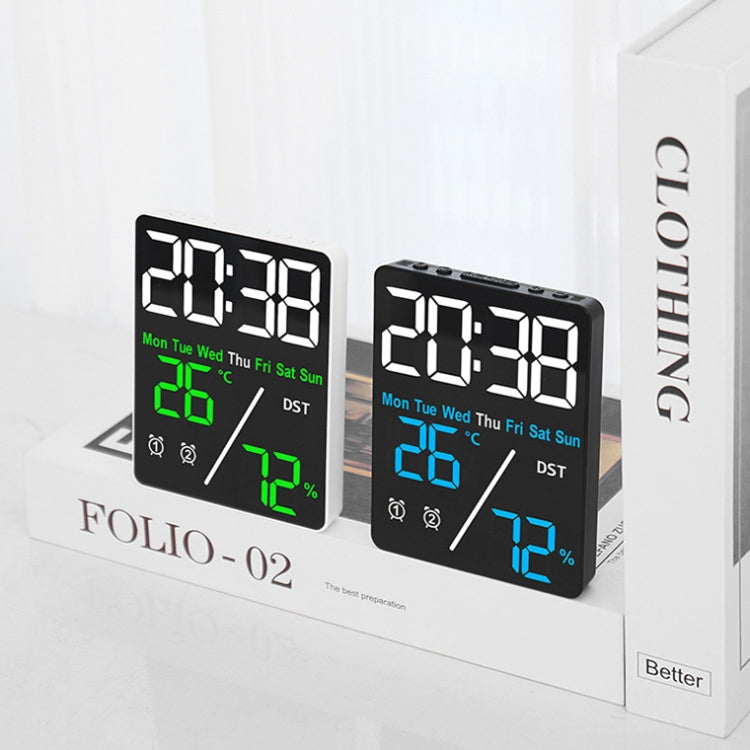 Multifunctional Temperature / Humidity Display Electronic Alarm Clock, Color: Green Black