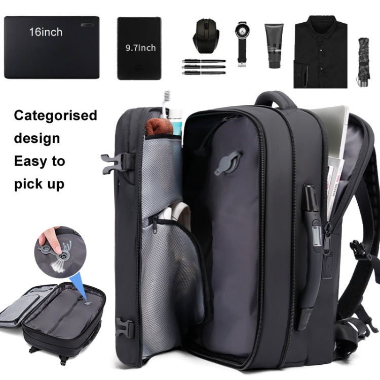 BANGE BG-1909-8 Vacuum Compression Backpack Casual Computer Bag Large Capacity Weighable Business Travel Bag - Black No Pump