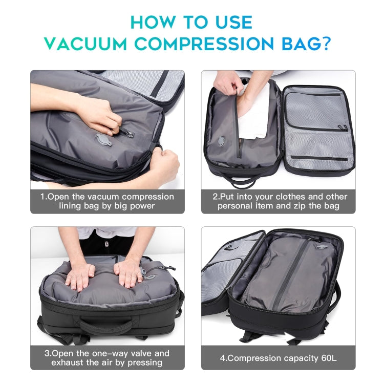 BANGE BG-1909-8 Vacuum Compression Backpack Casual Computer Bag Large Capacity Weighable Business Travel Bag - Black No Pump