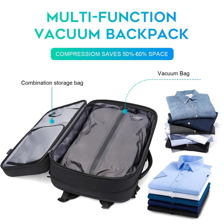 BANGE BG-1909-8 Vacuum Compression Backpack Casual Computer Bag Large Capacity Weighable Business Travel Bag - Black No Pump