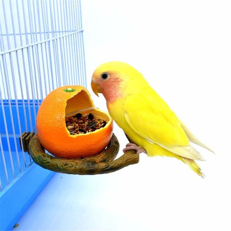 Parrot Spill-Proof Plastic Feeder Fruit Shape Bird Cage Food Cup, Style: Orange