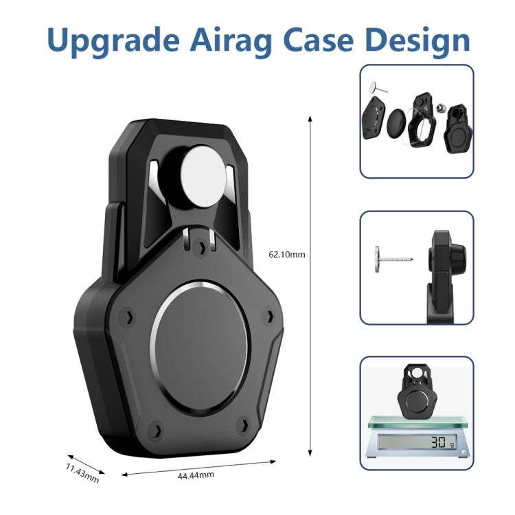 For AirTag 2nd Gen / AirTag 1st Gen Tracker Magnetic Lock Case Waterproof Hidden Protective Cover - Black