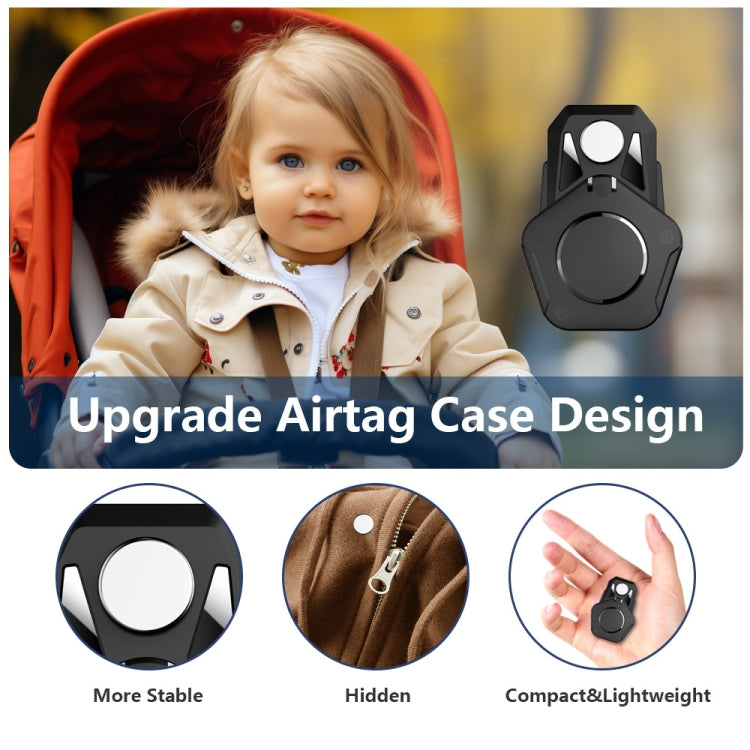 For AirTag 2nd Gen / AirTag 1st Gen Tracker Magnetic Lock Case Waterproof Hidden Protective Cover - Black
