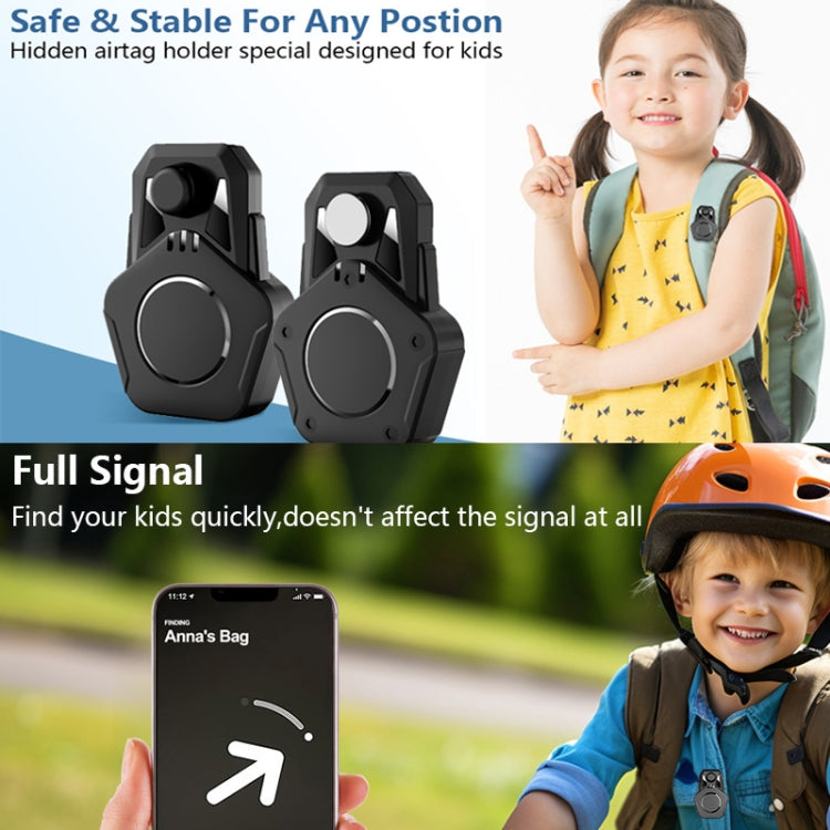 For AirTag 2nd Gen / AirTag 1st Gen Tracker Magnetic Lock Case Waterproof Hidden Protective Cover - Black