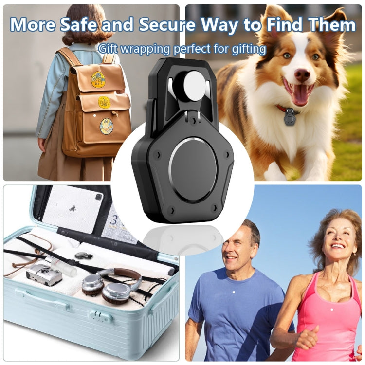 For AirTag 2nd Gen / AirTag 1st Gen Tracker Magnetic Lock Case Waterproof Hidden Protective Cover - Black
