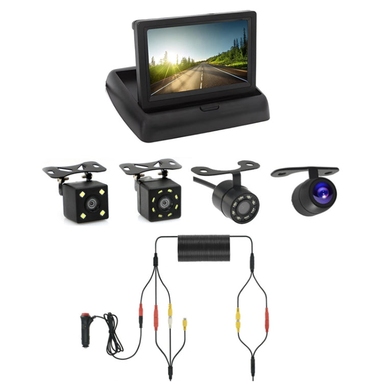 4.3 Inch Display Night Vision Waterproof Reversing Camera +7 Meter Extension Cable, Color: Detachable Screen + External 8 Light Camera